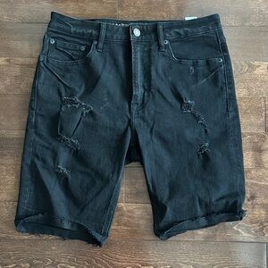 American Eagle Black Ripped Jean Shorts